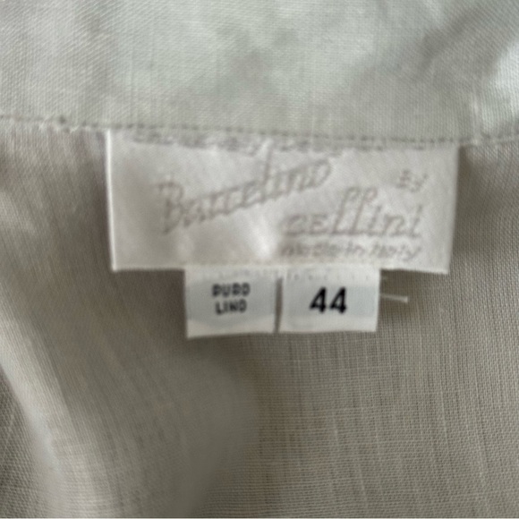 BARCELINO by Cellini Light Gray Linen Button-Up Shirt Minimalist Old Money 8 - Picture 10 of 14